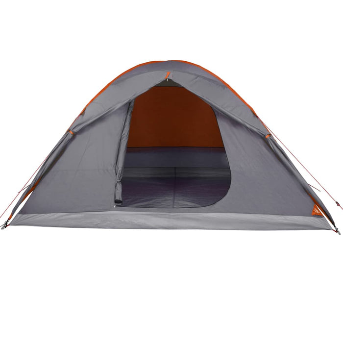 Campingtelt 6 personer grå og oransje 348x340x190 cm 190T taft