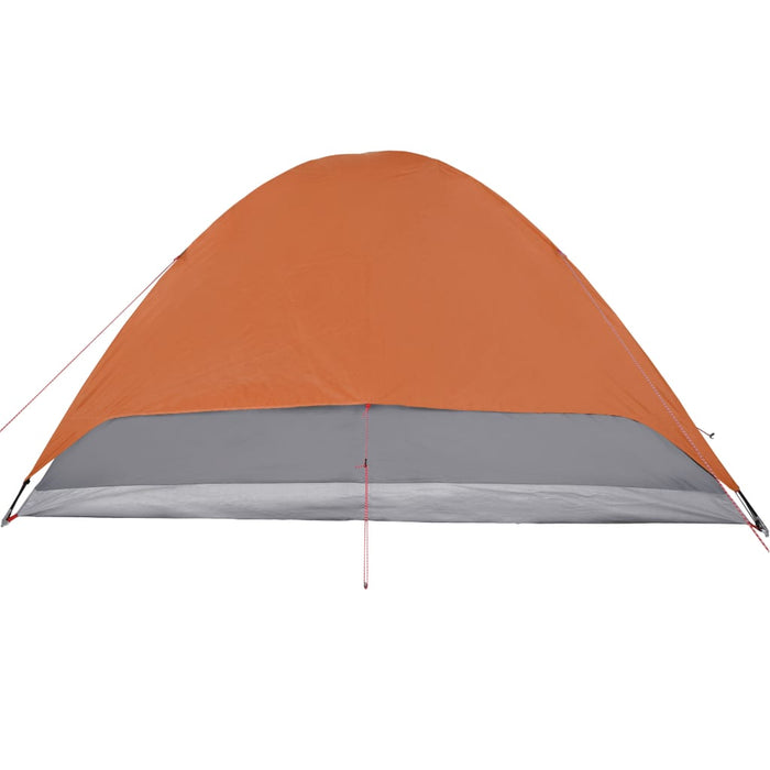 Campingtelt 6 personer grå og oransje 348x340x190 cm 190T taft