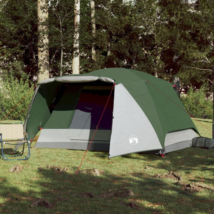 Campingtelt 4 personer grønn 350x280x155 cm 190T taft