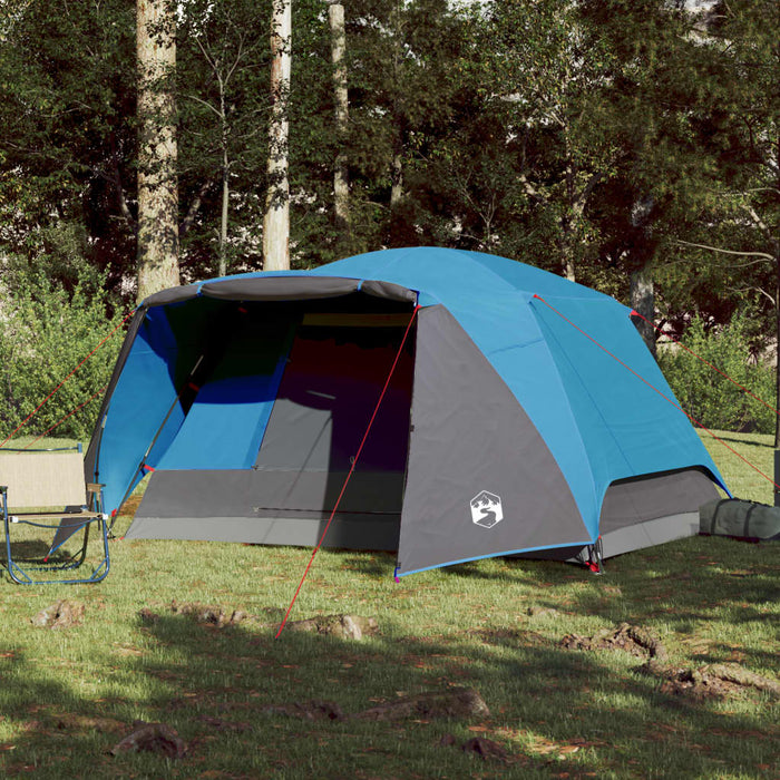 Campingtelt 4 personer blå 350x280x155 cm 190T taft