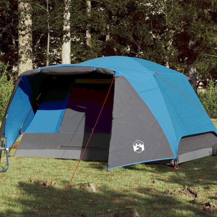 Campingtelt 4 personer blå 350x280x155 cm 190T taft