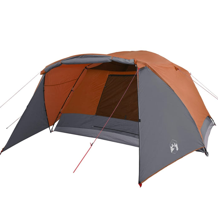 Campingtelt 4 personer grå og oransje 350x280x155 cm 190T taft