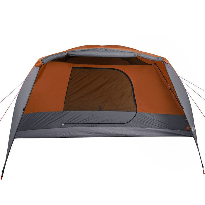 Campingtelt 4 personer grå og oransje 350x280x155 cm 190T taft