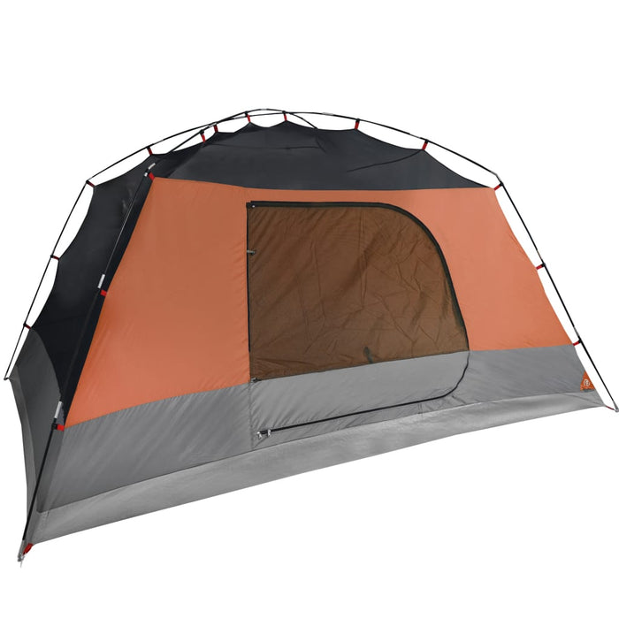 Campingtelt 4 personer grå og oransje 350x280x155 cm 190T taft