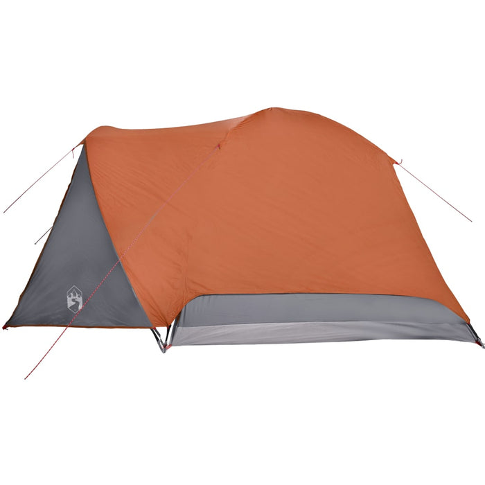 Campingtelt 4 personer grå og oransje 350x280x155 cm 190T taft