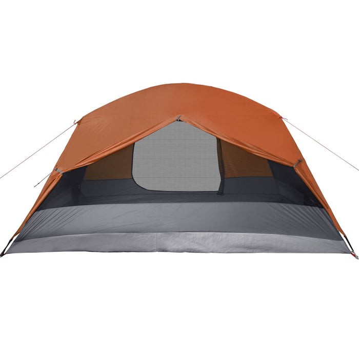 Campingtelt 4 personer grå og oransje 350x280x155 cm 190T taft