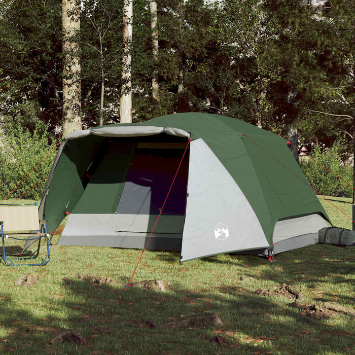 Campingtelt 6 personer grønn 412x370x190 cm 190T taft