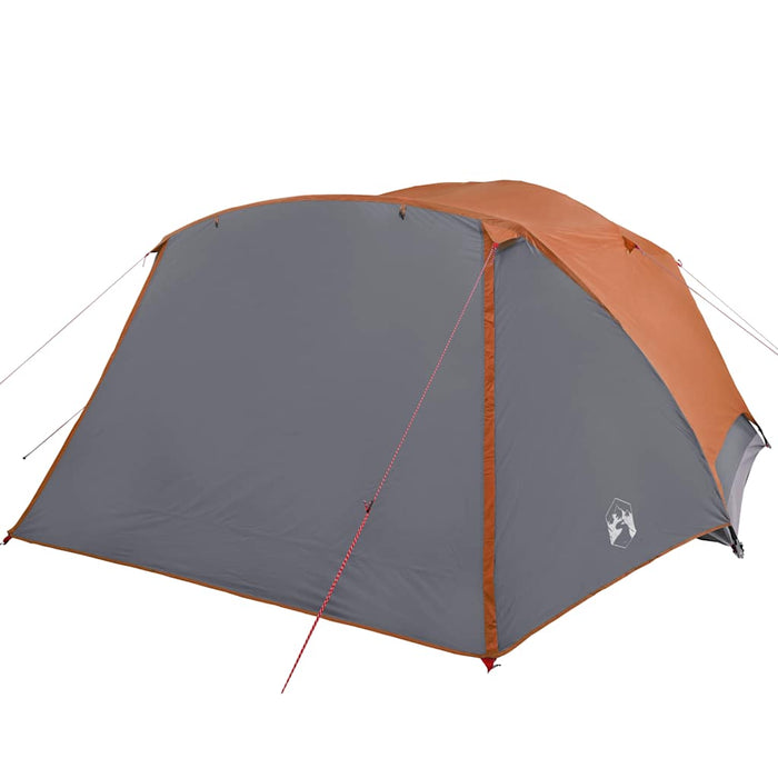 Campingtelt 6 personer grå og oransje 412x370x190 cm 190T taft