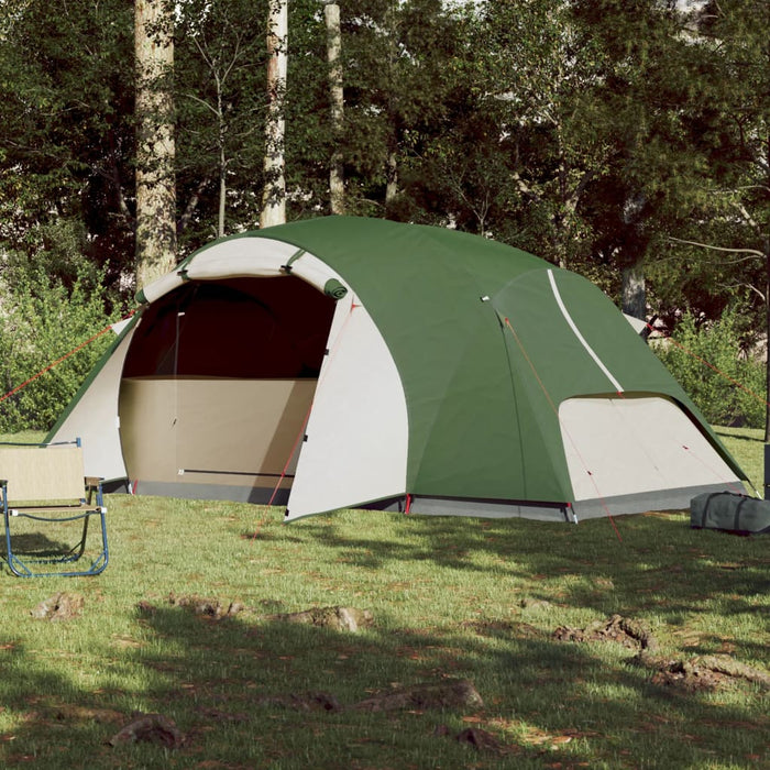 Campingtelt 8 personer grønn 360x430x195 cm 190T taft