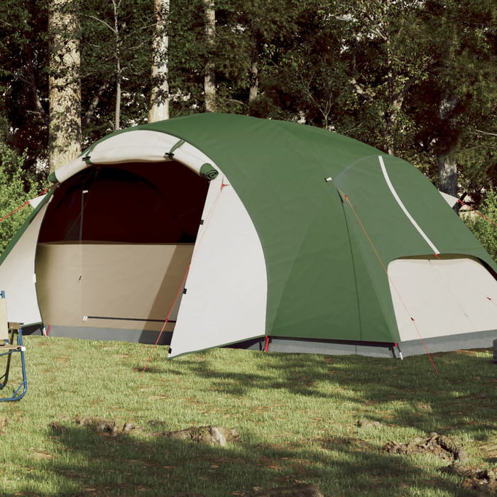 Campingtelt 8 personer grønn 360x430x195 cm 190T taft