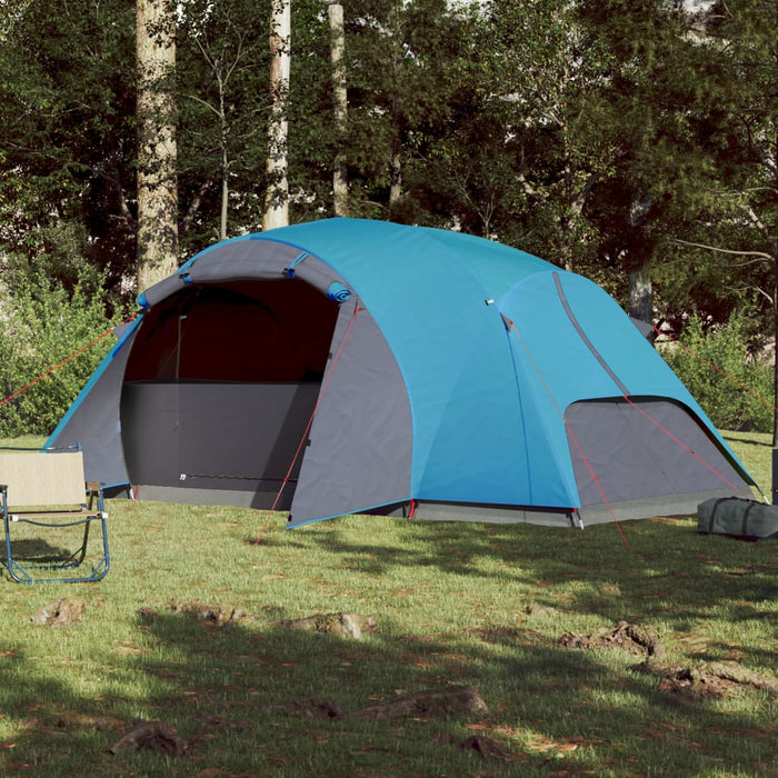 Campingtelt 8 personer blå 360x430x195 cm 190T taft