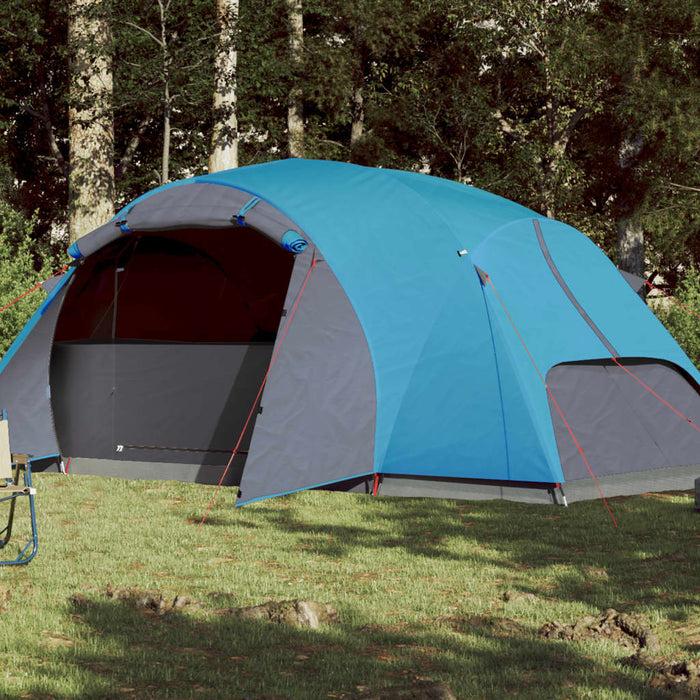 Campingtelt 8 personer blå 360x430x195 cm 190T taft