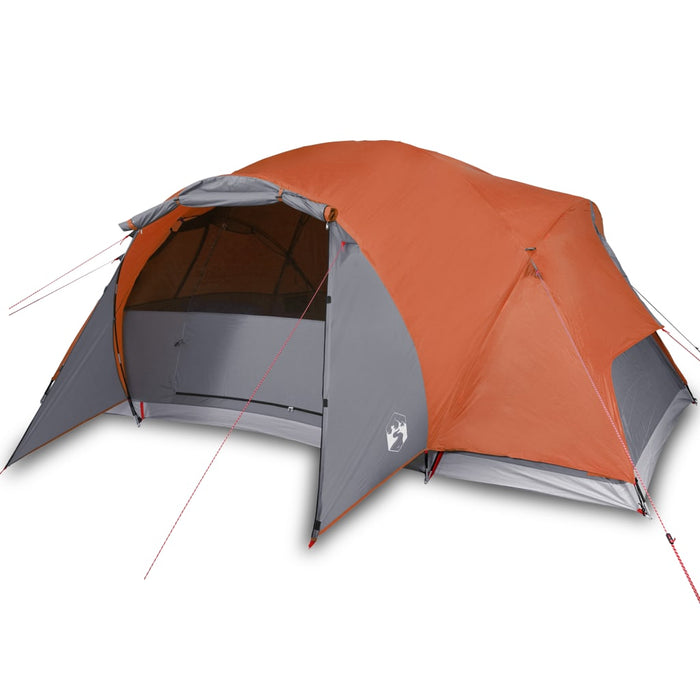 Campingtelt 8 personer grå og oransje 360x430x195 cm 190T taft