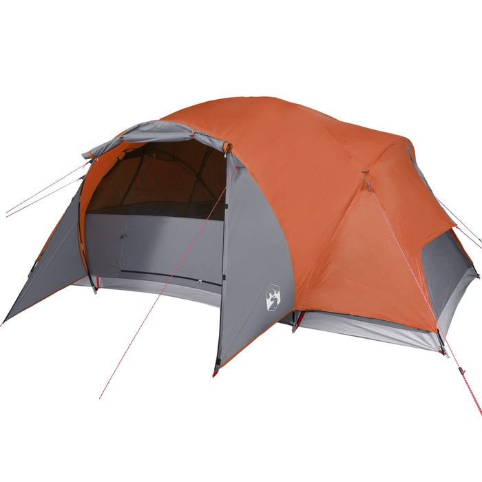 Campingtelt 8 personer grå og oransje 360x430x195 cm 190T taft