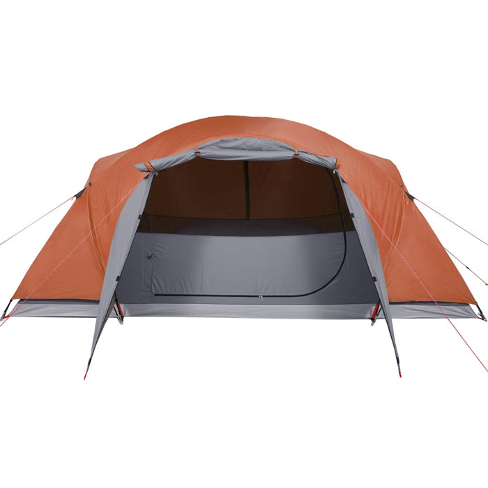 Campingtelt 8 personer grå og oransje 360x430x195 cm 190T taft