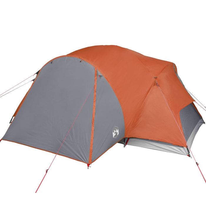 Campingtelt 8 personer grå og oransje 360x430x195 cm 190T taft