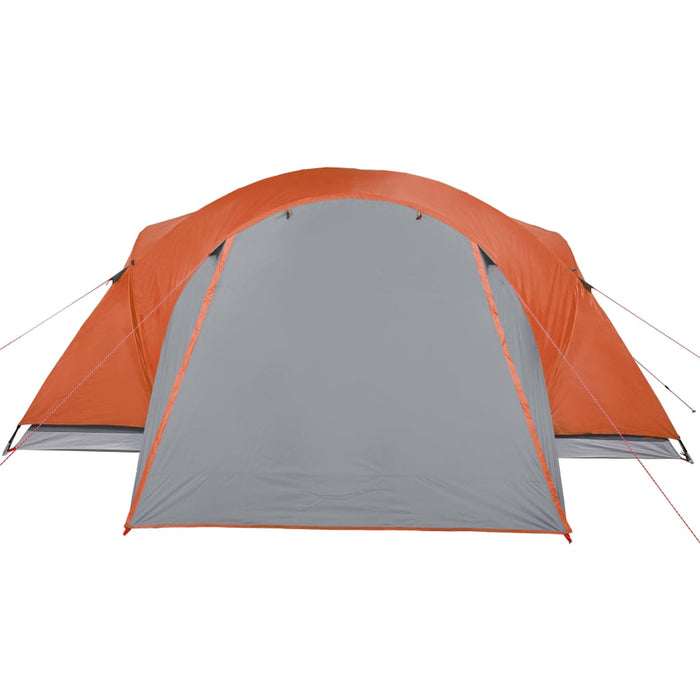 Campingtelt 8 personer grå og oransje 360x430x195 cm 190T taft