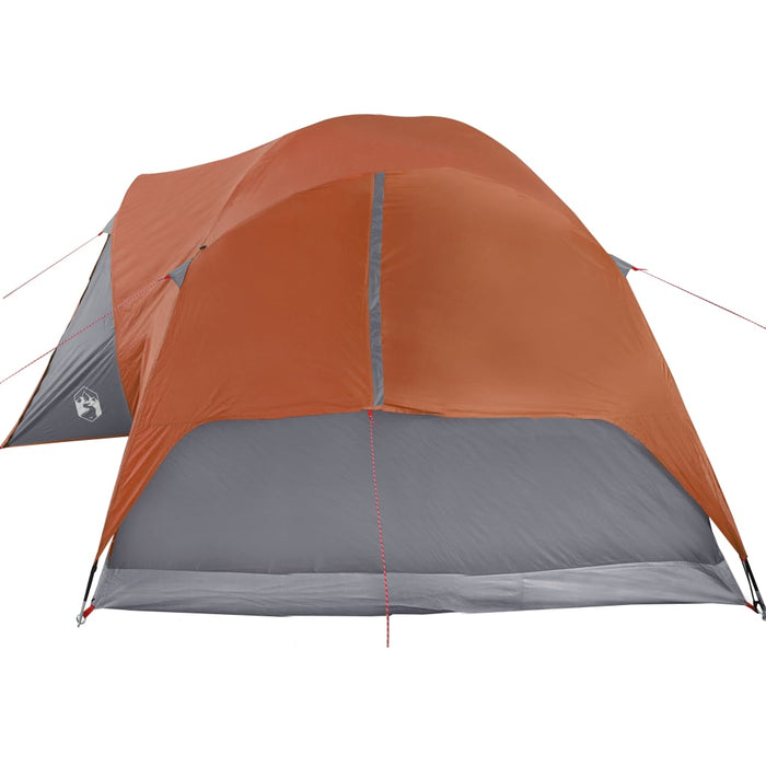 Campingtelt 8 personer grå og oransje 360x430x195 cm 190T taft