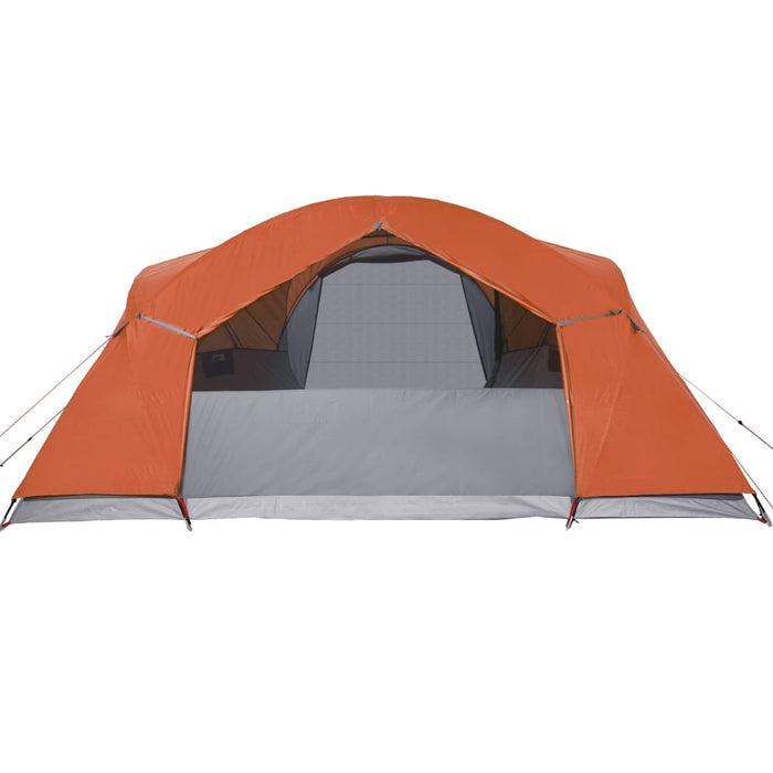 Campingtelt 8 personer grå og oransje 360x430x195 cm 190T taft