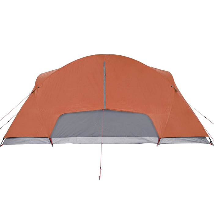 Campingtelt 8 personer grå og oransje 360x430x195 cm 190T taft