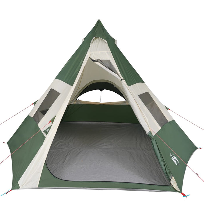 Campingtelt 7 personer grønn 350x350x280 cm 185T taft