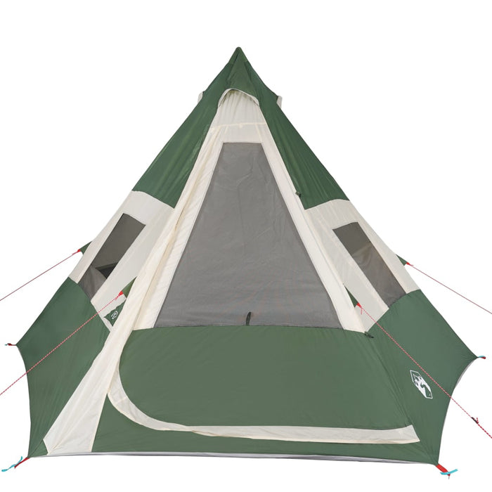 Campingtelt 7 personer grønn 350x350x280 cm 185T taft