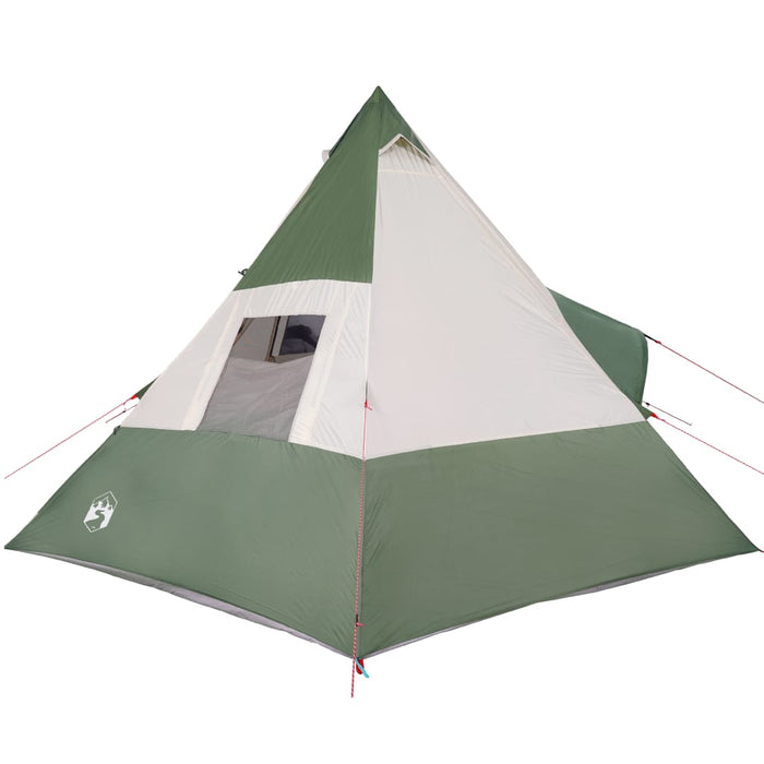 Campingtelt 7 personer grønn 350x350x280 cm 185T taft