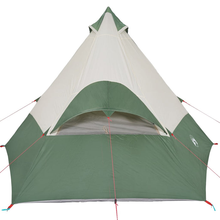 Campingtelt 7 personer grønn 350x350x280 cm 185T taft