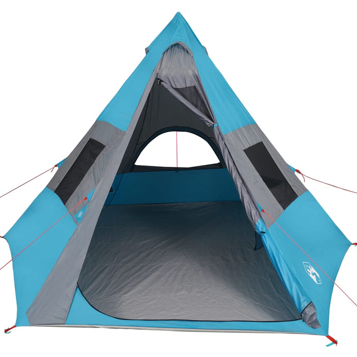 Campingtelt 7 personer blå 350x350x280 cm 185T taft