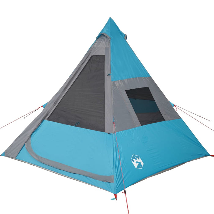 Campingtelt 7 personer blå 350x350x280 cm 185T taft