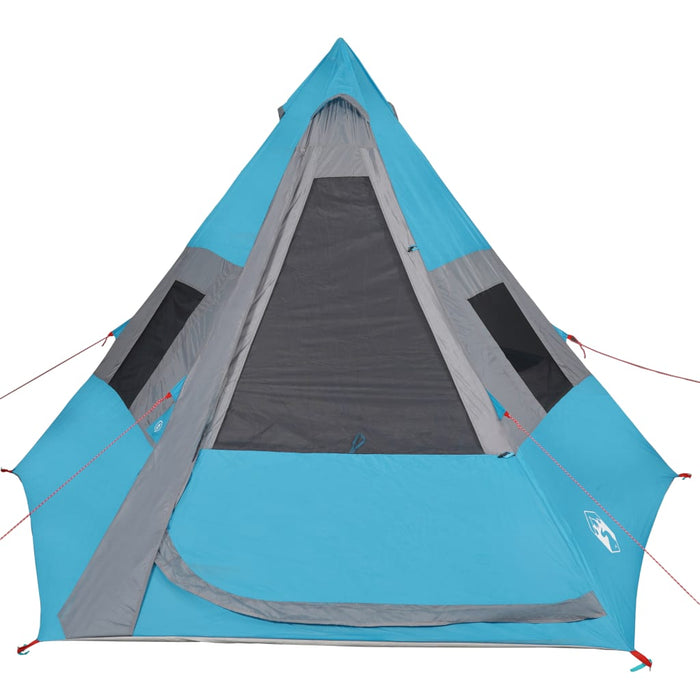 Campingtelt 7 personer blå 350x350x280 cm 185T taft