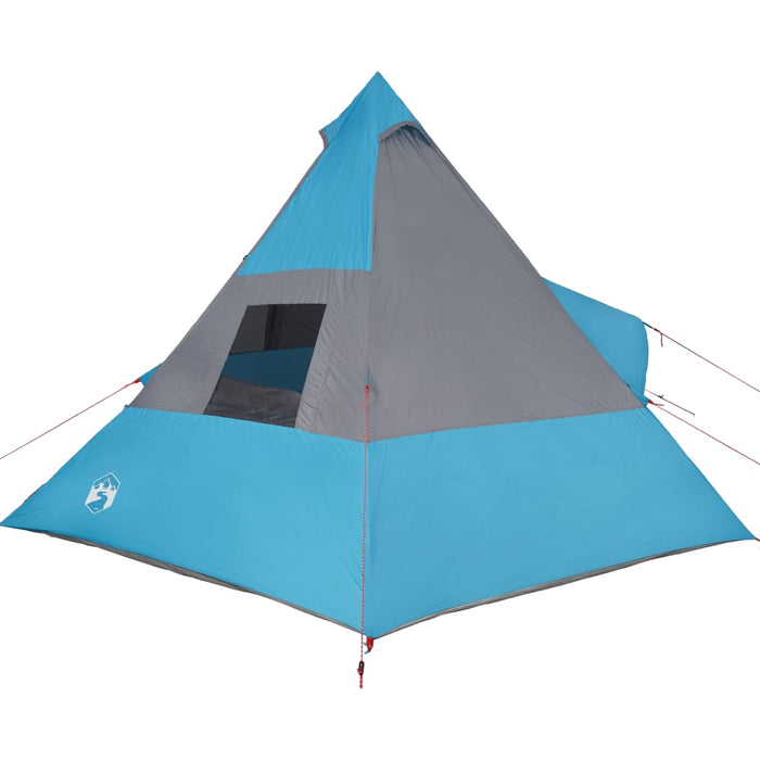 Campingtelt 7 personer blå 350x350x280 cm 185T taft