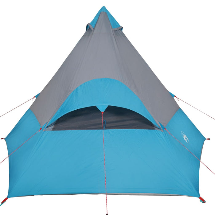 Campingtelt 7 personer blå 350x350x280 cm 185T taft