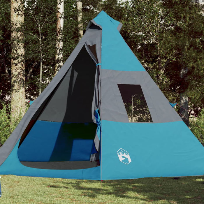 Campingtelt 7 personer blå 350x350x280 cm 185T taft