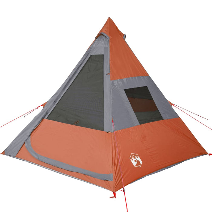 Campingtelt 7 personer grå og oransje 350x350x280 cm 185T taft