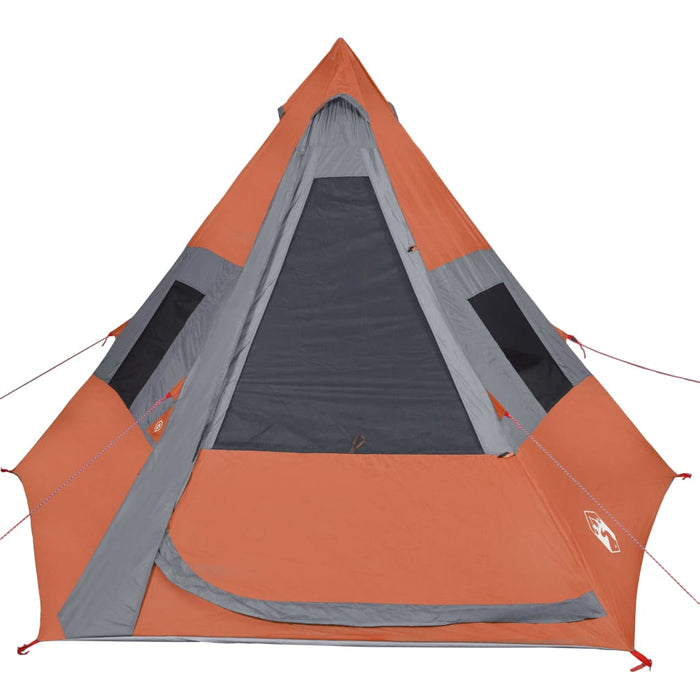 Campingtelt 7 personer grå og oransje 350x350x280 cm 185T taft