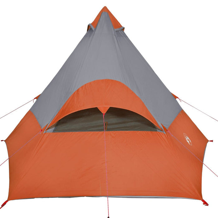 Campingtelt 7 personer grå og oransje 350x350x280 cm 185T taft