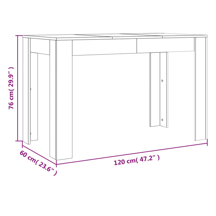 Spisebord røkt eik 120x60x76 cm konstruert tre