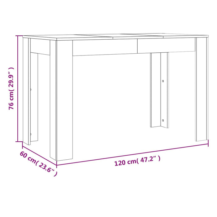 Spisebord brun eik 120x60x76 cm konstruert tre