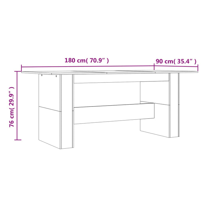 Spisebord brun eik 180x90x76 cm konstruert tre