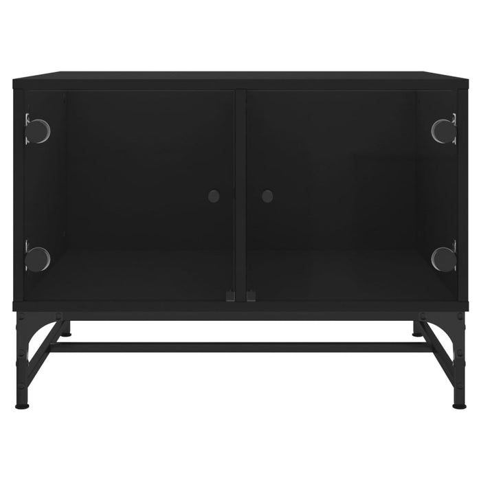 Salongbord med glassdører svart 68,5x50x50 cm