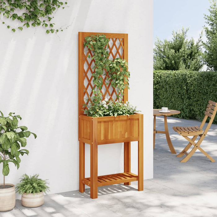 Plantekasse med espalier og hylle 55x29,5x152 cm heltre akasie