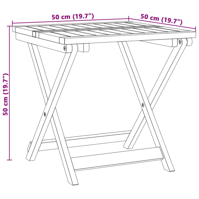 Sammenleggbart hagebord 50x50x50 cm heltre akasie