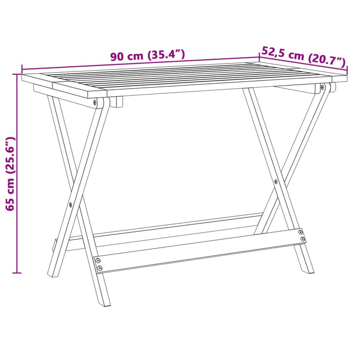 Sammenleggbart hagebord 90x52,5x65 cm heltre akasie