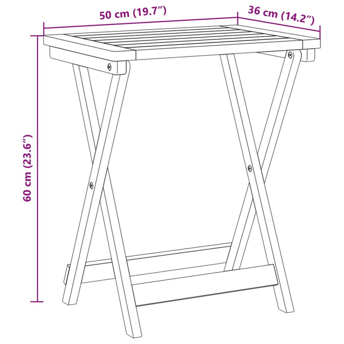 Sammenleggbart hagebord 50x36x60 cm heltre akasie