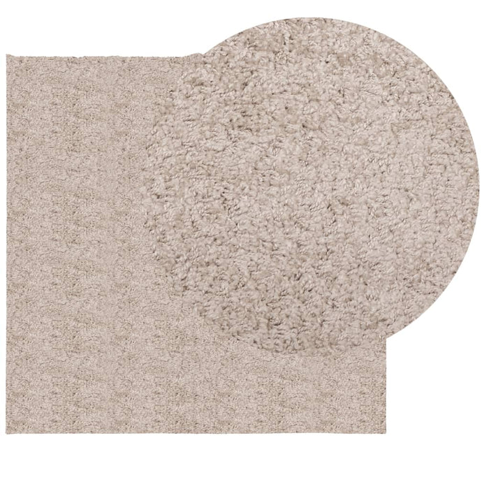 Flossteppe med lang luv moderne beige 120x120 cm