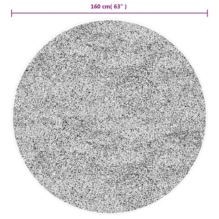 Flossteppe med lang luv moderne svart og kremhvit Ø 160 cm