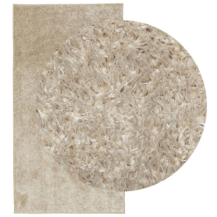 Teppe ISTAN med lang luv skinnende utseende beige 80x150 cm