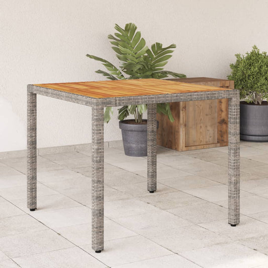 Hagebord med treplate i akasie grå 90x90x75 cm polyrotting