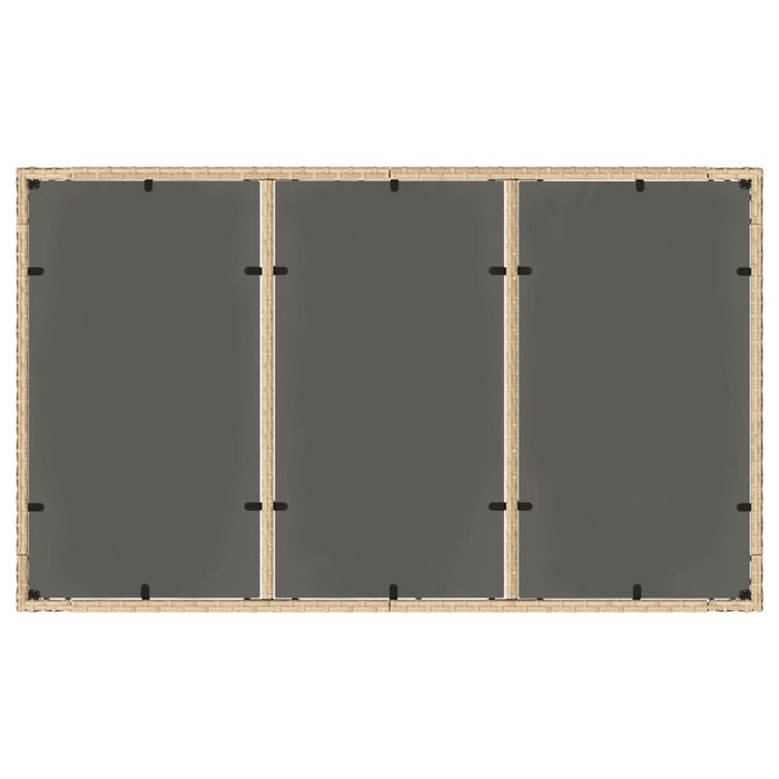 Hagebord med glassplate beige 150x90x75 cm polyrotting